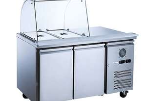 FED-X Two Door Salad Prep Fridge with Curve Glass Top - XTHP2100SALGC