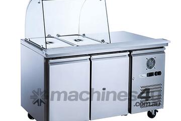 FED-X Two Door Salad Prep Fridge with Curve Glass Top - XTHP2100SALGC