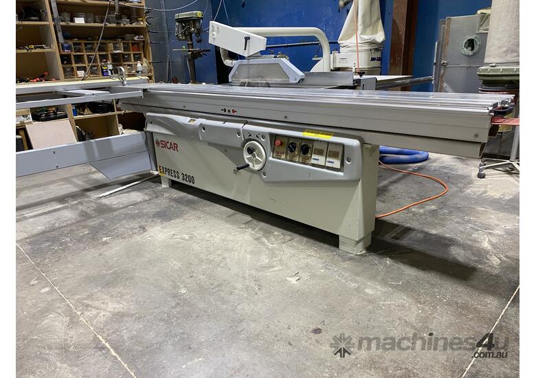caption Heavy Duty Sicar Express 3200 Panel Saw - 3.2m Stroke - 3 Phase (2000 Model) + Dust Extraction Unit