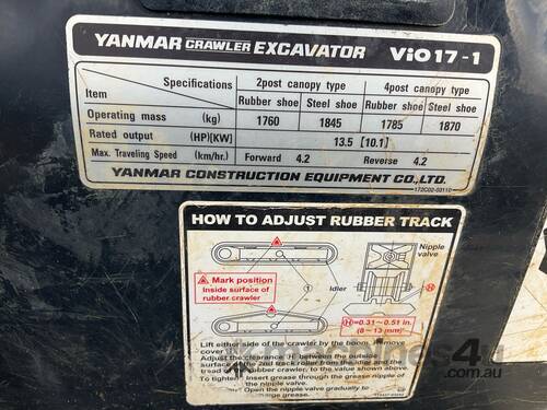 2024 Yanmar VI017 Excavator (Rubber Tracked)