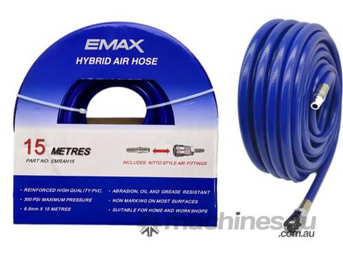 EMAX EMRAH15 15 MTR HYBRID AIR HOSE WITH NITTO STYLE FITTINGS