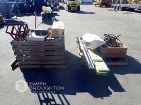 PALLET COMPRISNG OF ASSORTED G.E.T, ALUMINIUM UTE SIDES & RAIL, CRATE OF GARAGE JACK, RAMPS, SINK, A - picture0' - Click to enlarge