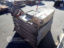 PALLET COMPRISNG OF ASSORTED G.E.T, ALUMINIUM UTE SIDES & RAIL, CRATE OF GARAGE JACK, RAMPS, SINK, A - picture0' - Click to enlarge