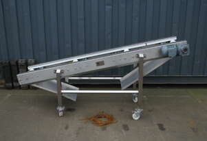 Stainless Steel Motorised Rope Round Belt Incline Conveyor - 2.2m long - NDZ