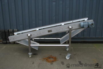 Stainless Steel Motorised Rope Round Belt Incline Conveyor - 2.2m long - NDZ