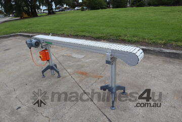 Motorised Slat Belt Conveyor - 2.1m long - Flex Link