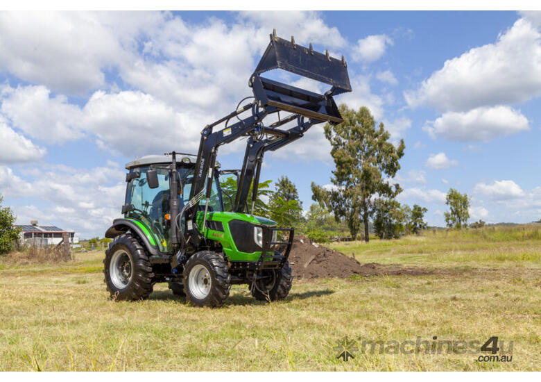 AgKing - 60HP Cabin Tractor with Front End Loader - Slasher and Post Hole digger with 12