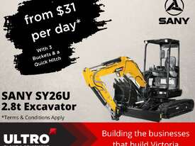 SANY SY26U Mini Excavator (2.8t) from $31 per day - picture0' - Click to enlarge