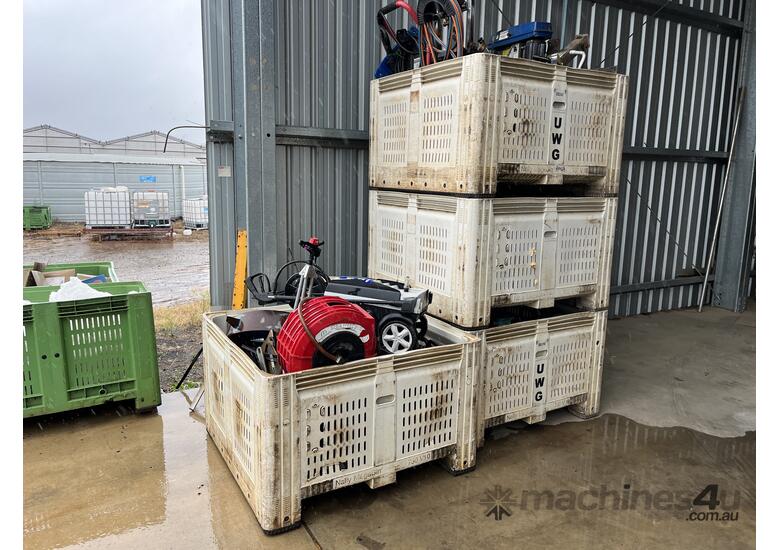 Used 4 x Nally Bins with Various Farming Equipment Pressure Washers in