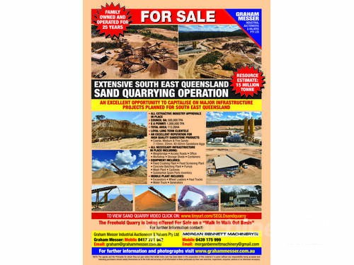 SAND QUARRYING OPERATION FOR SALE - SE QLD