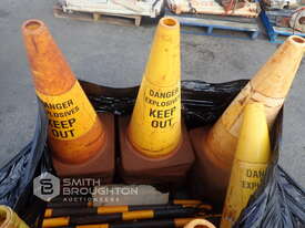 YELLOW EXPLOSIVE CONES & YELLOW BLACK PLASTIC BARRICADE - picture0' - Click to enlarge