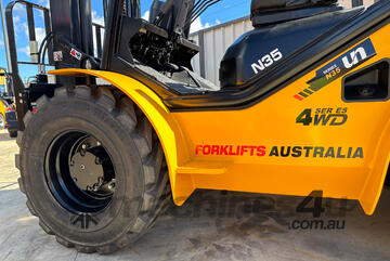 UN Forklift 3.5T, 4WD, Rough Terrain, Diesel: Forklifts Australia - The Industry Leader!