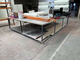 Custom Steel Fabricated Mobile Work Bench with Timber Top & 4 x Roll Holders - picture1' - Click to enlarge