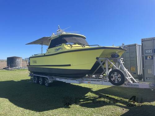 Power Cat Fibreglass Twin Hull Half Cabin