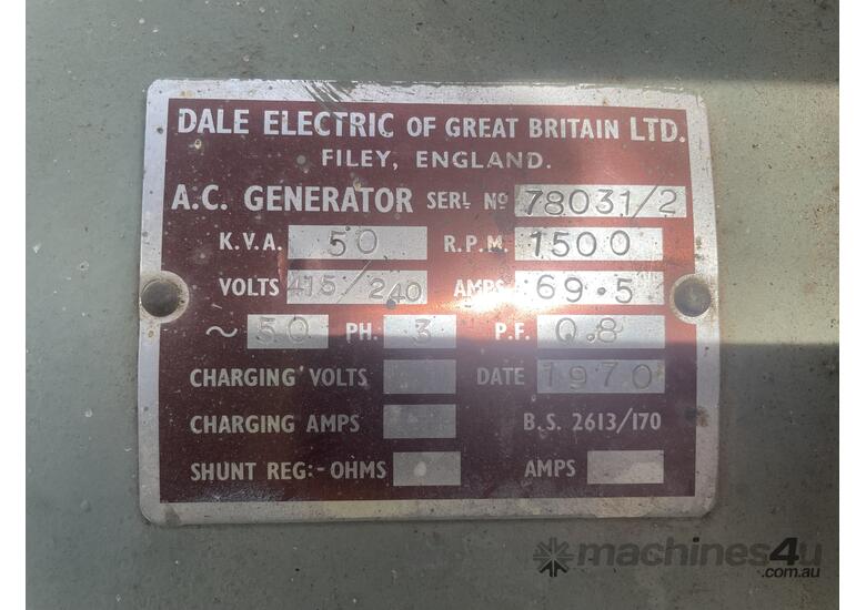 caption 1970 Dale Electric A.C Generator.