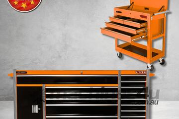 14 Drawer 72 Roller Cabinet + 4 Drawer 33 Diagnostic Tool Cart (Orange/Black) (Combo Deal)