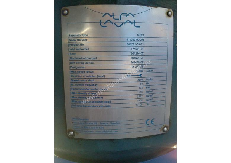 caption Centrifuge Alfa Laval S821-SU 821, SU 400,