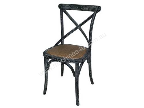 Bolero Wooden Dining Chair with Cross Backrest (Box 2) Black Wash Finish