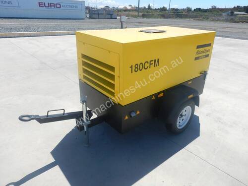 las Copco LUY050-7 180CFM Single Axle Compressor