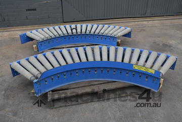 Powered Roller Conveyor - SLAVE 45 degree Curve Bend Tapered Rollers 550mm wide