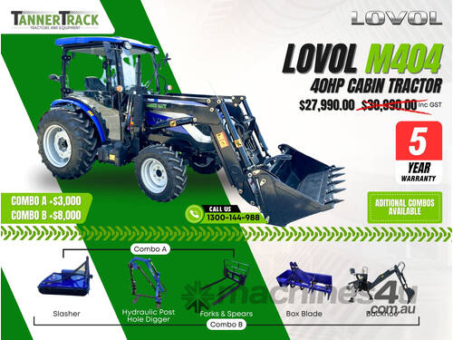 caption TANNERTRACK - LOVOL 404 TE 40HP Cabin Tractor inc Loader & 4in1 Bucket