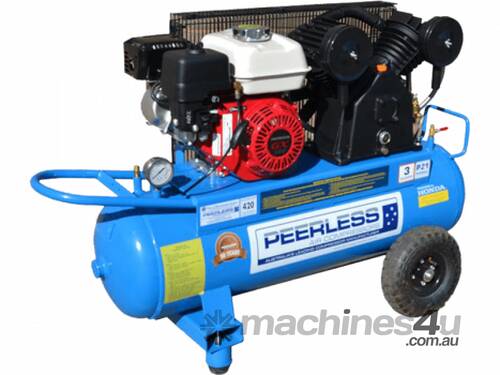 Peerless P21 Petrol Air Compressor: Belt Drive, Honda GX270, 420LPM