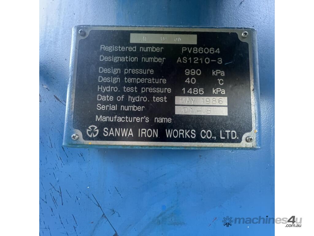 Used sanwa iron works co ltd SANWA 3600L Compressed Air Receiver ...