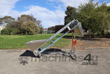 Stainless Steel Motorised Elevator Incline Conveyor with Hopper - 2m High