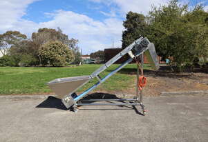 Stainless Steel Motorised Elevator Incline Conveyor with Hopper - 2m High Stainless Steel Motorised Elevator Incline Conveyor with Hopper - 2m High