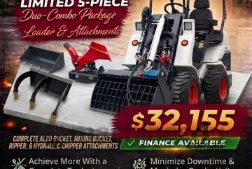   Ozziquip AL20 Mini Loader 4-in-1 with Mixing Bucket, Ripper and Chipper 5-Piece Package