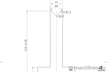 STEELMASTER Bottom Single 16mm Vee Tooling - US 420/88 V=16 R1,6 L.MM.835 STEELMASTER Bottom Single 16mm Vee Tooling - US 420/88 V=16 R1,6 L.MM.835