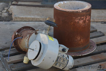 Furnace burner assembly with refractory ceramic fire tube and integral 0.37kW combustion air fan blo