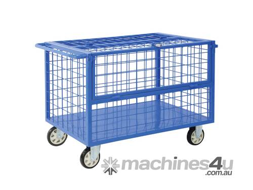 Cage Trolley (with fold down side) - Wire cage with hinged lid