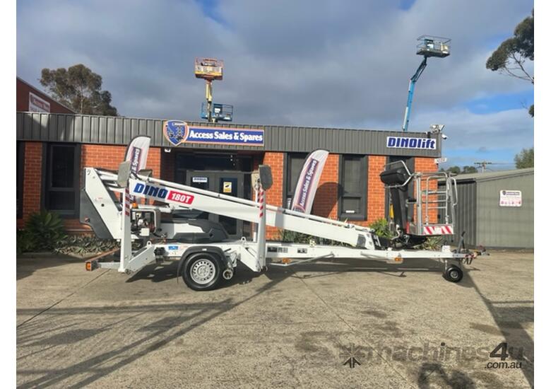 caption ACCESSWORX - DINOLIFT DINO 180T TRAILER BOOM LIFT * 370 HOURS *