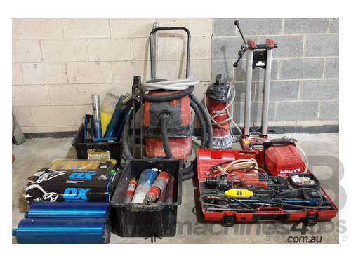 Hilti DD 130 Wet and Dry Core Drill With Hilti Accessories and Core Drills