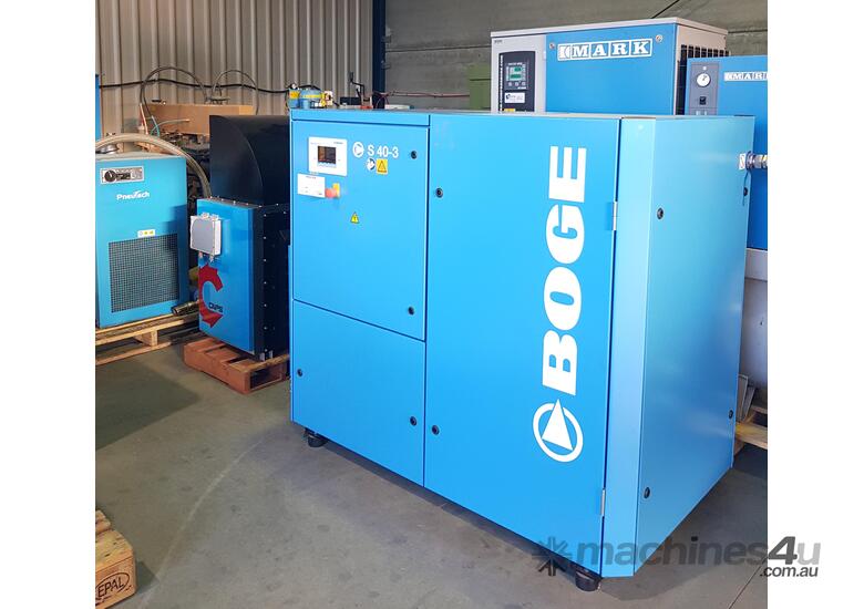 caption * Sold * BOGE S 40-3 30kw 40hp 415v 187CFM 8 BAR ROTARY SCREW 500 Hours Yr 2021 GERMANY