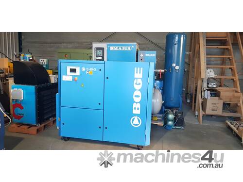 caption * Sold * BOGE S 40-3 30kw 40hp 415v 187CFM 8 BAR ROTARY SCREW 500 Hours Yr 2021 GERMANY