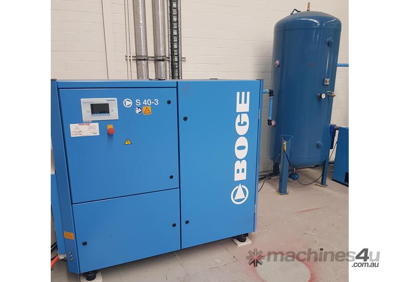 caption * Sold * BOGE S 40-3 30kw 40hp 415v 187CFM 8 BAR ROTARY SCREW 500 Hours Yr 2021 GERMANY