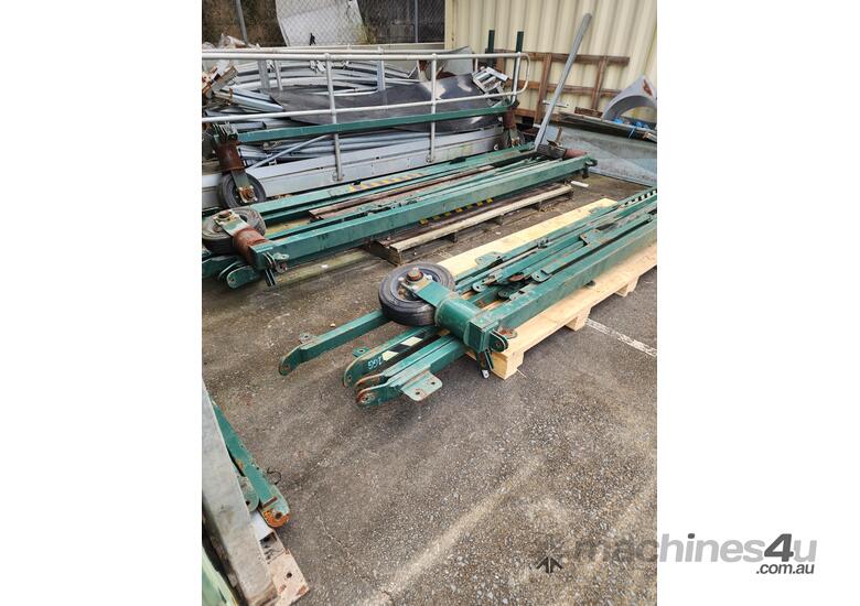 caption High-Quality Custom Built, 15m long Stacker Conveyor, w motorised wheel at base of the legs