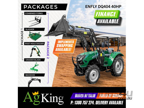caption AgKing - Enfly 40HP Tractor ROPS 4WD DQ404 Package Deals