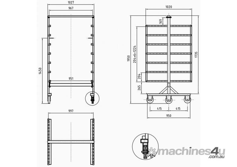 PACIFIC 8 Rack Stainless Steel Smokehouse Trolleys