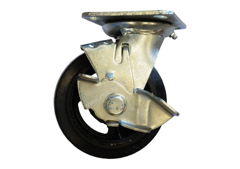 caption 42086 - RUBBER MOULDED IRON WHEEL CASTOR(SWIVEL/BRAKE)