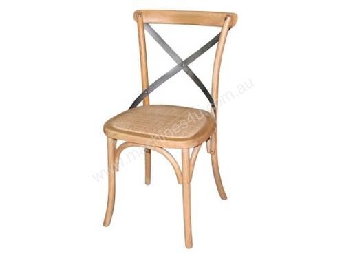 Bolero Wooden Dining Chair with Metal Cross Backrest (Box 2) Natural Finish