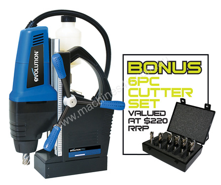 Magnetic drill + Free 6-pce cutter Set = LIMITED