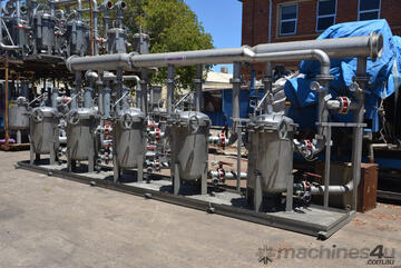 Manifolded 5 set Hayward GAF Eaton 4 bag filter stainless steel pressure housing