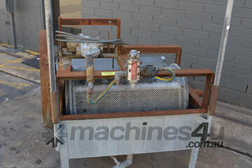 Rotary drum parts washer heated stainless steel tank pneumatically driven rotation