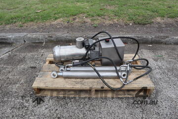 Pair of Stainless Hydraulic Cylinders Rams with Power Pack - 500mm Stroke