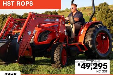 Kioti DK4810 - HST ROPS Tractor with Loader & 4IN1 Bucket - *FREE Slasher Special *3.99% Finance!!