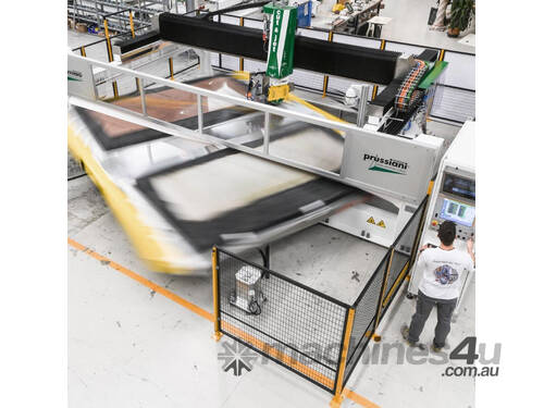 caption Prussiani Engineering Cut & Jet Shuttle - & 5 Axis Bridge Saw Combined 5 Axis Waterjet