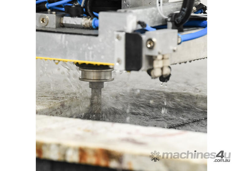 caption Prussiani Engineering Cut & Jet Shuttle - & 5 Axis Bridge Saw Combined 5 Axis Waterjet